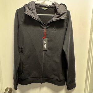 NWT Metarino Men’s Merino Wool Blend Black Zip Up Jacket Hooded Size Small